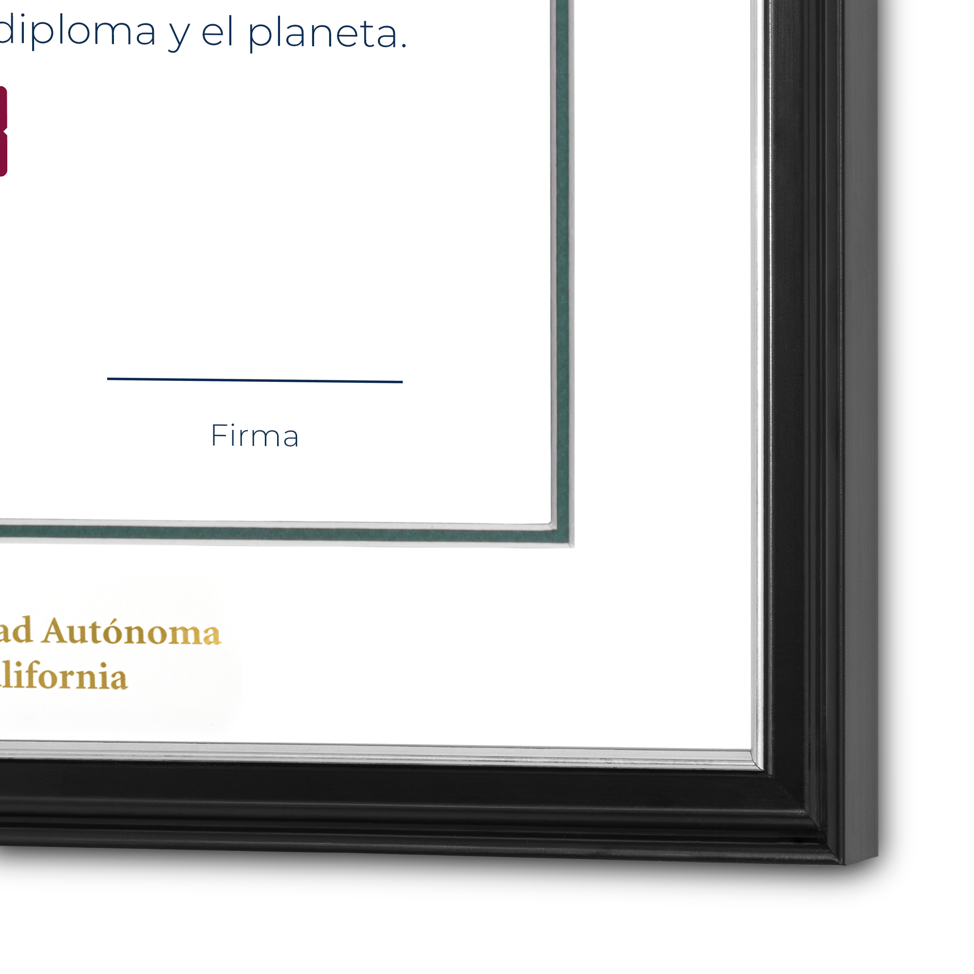 Diploma oficial UABC Marco negro con filo plateado