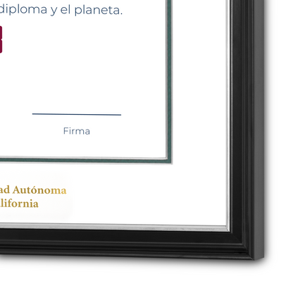 Diploma oficial UABC Marco negro con filo plateado
