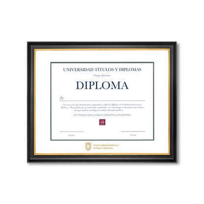 Diploma oficial UABC Marco negro con filo dorado