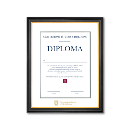 Diploma oficial UABC Marco negro con filo dorado