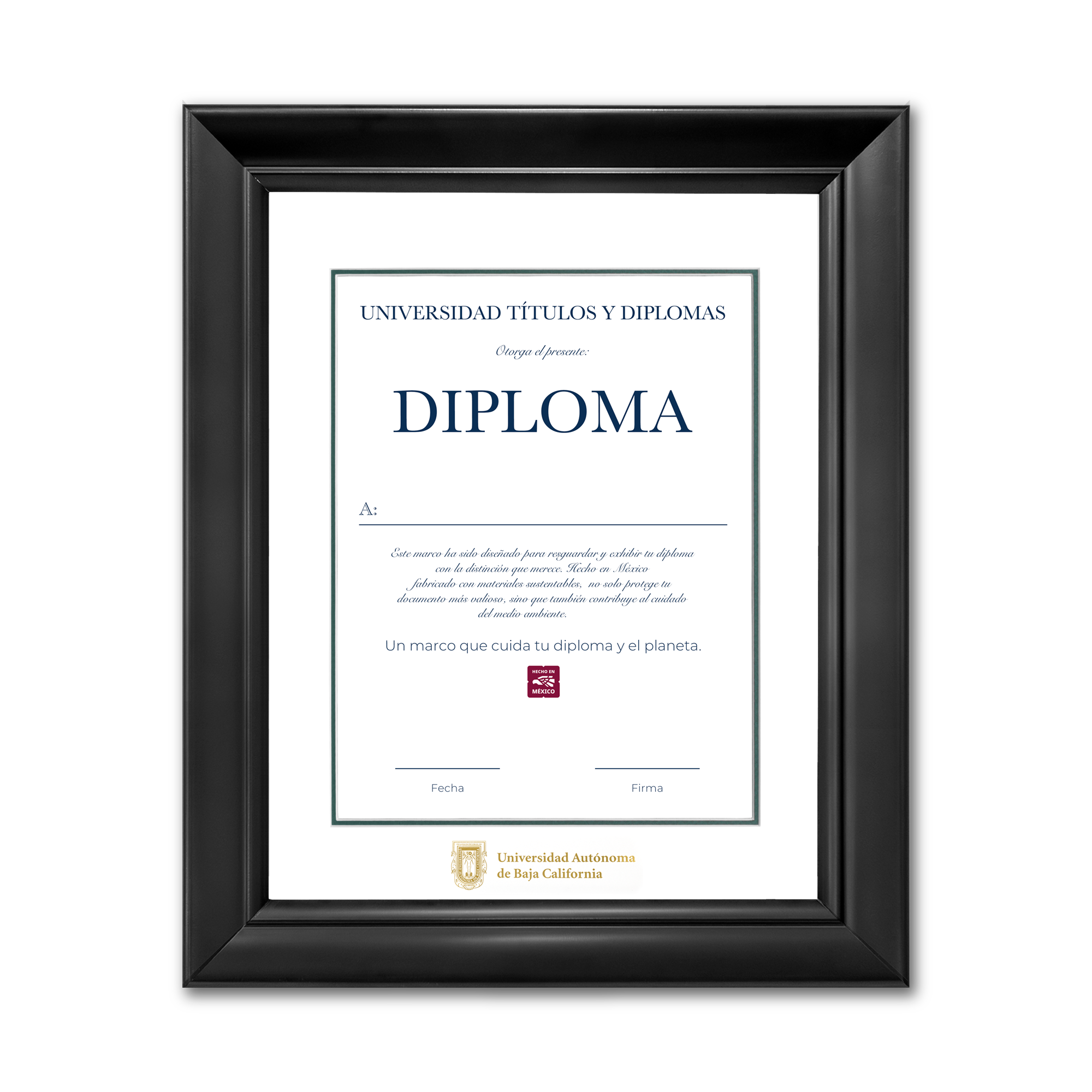 Diploma oficial UABC Marco color negro