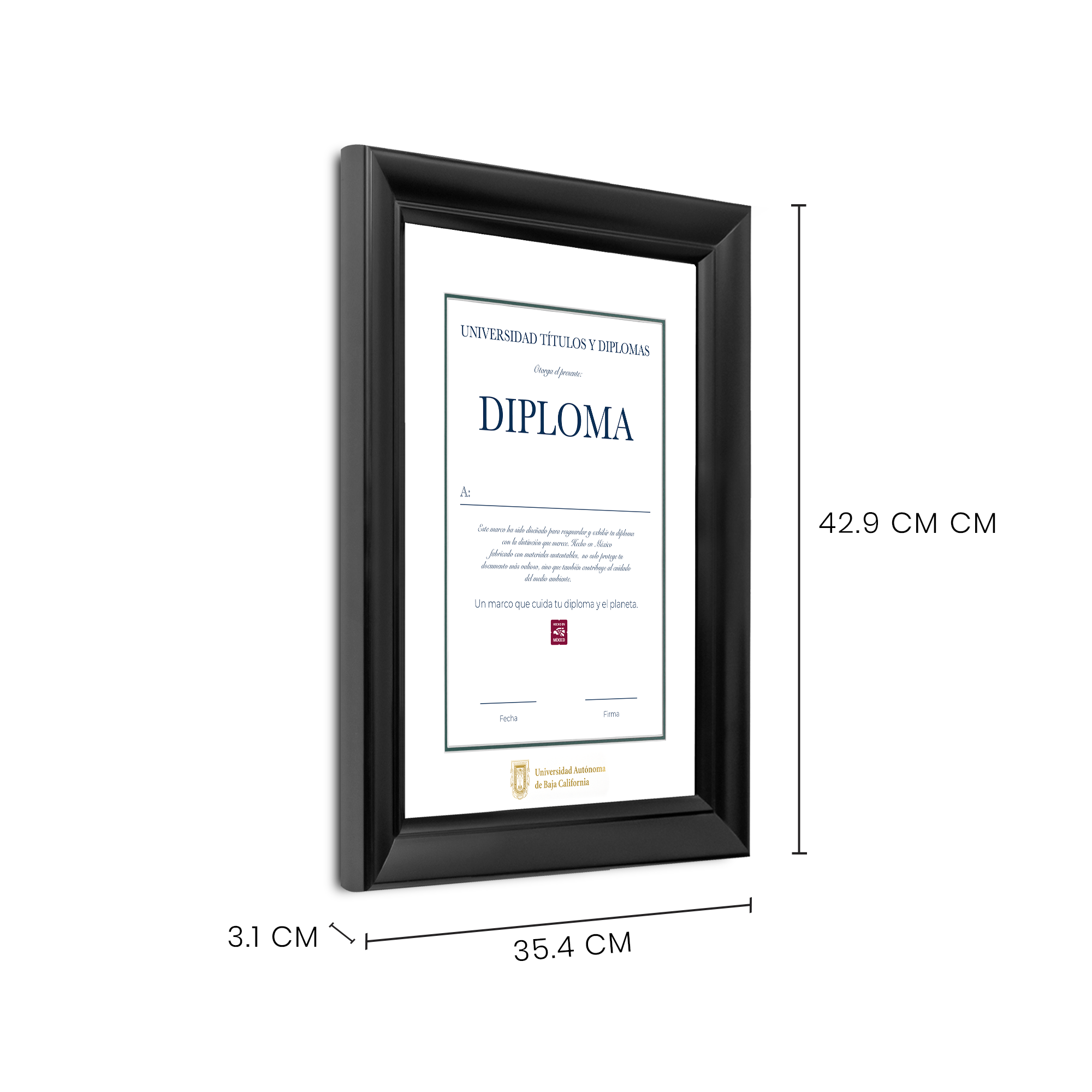 Diploma oficial UABC Marco color negro
