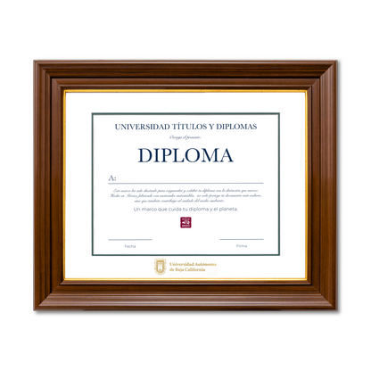 Diploma oficial UABC Marco color nogal