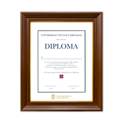 Diploma oficial UABC Marco color nogal