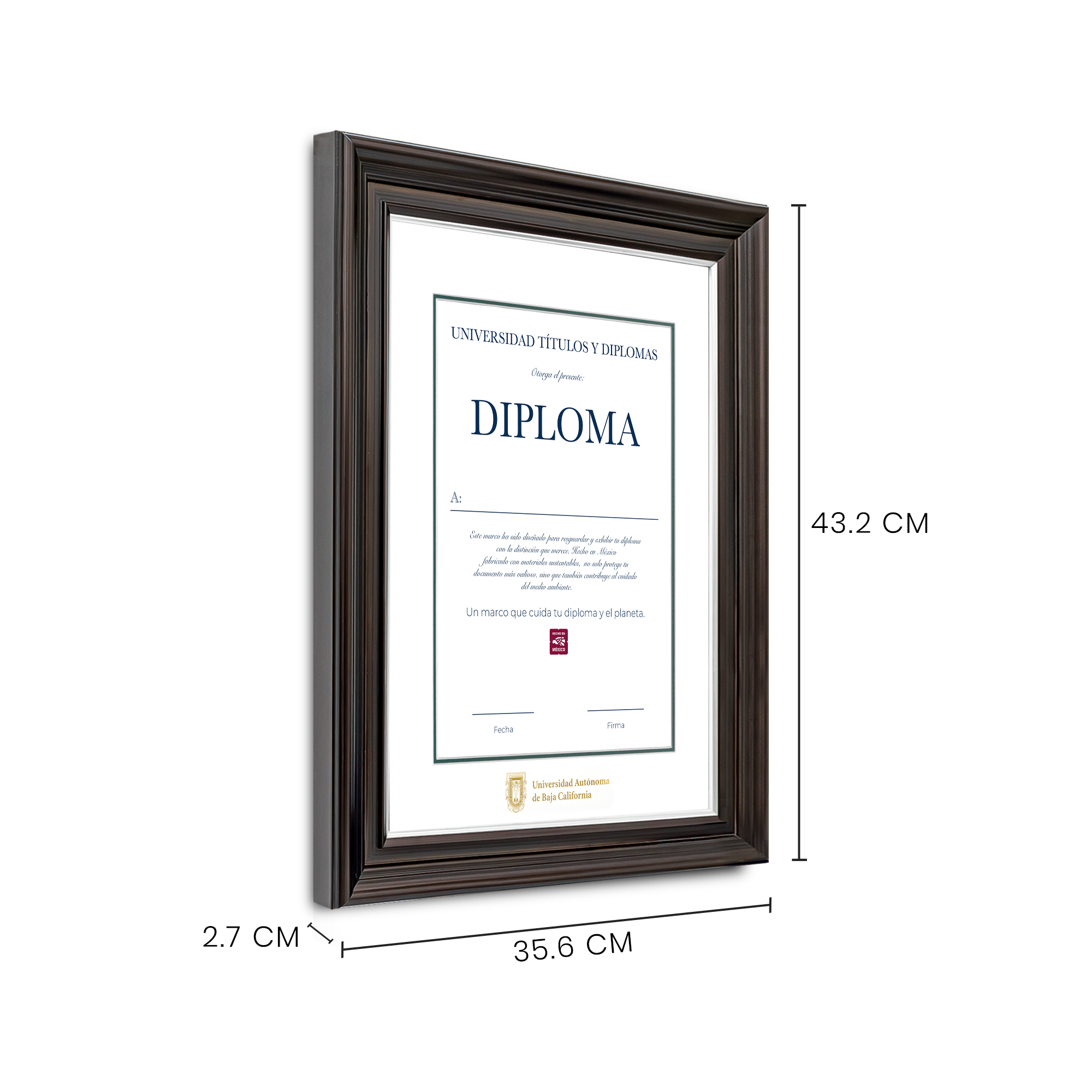 Diploma oficial UABC marco color negro