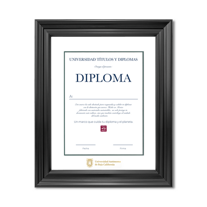 Diploma oficial UABC Marco color negro con relieves