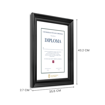 Diploma oficial UABC Marco color negro con relieves