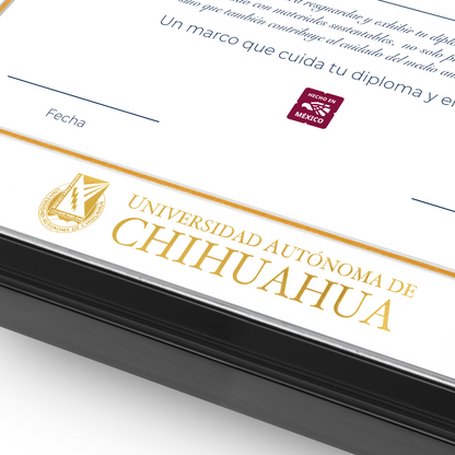 Diploma oficial UACH Marco negro con filo plateado