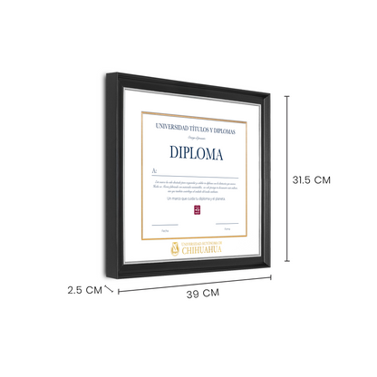 Diploma oficial UACH Marco negro con filo plateado
