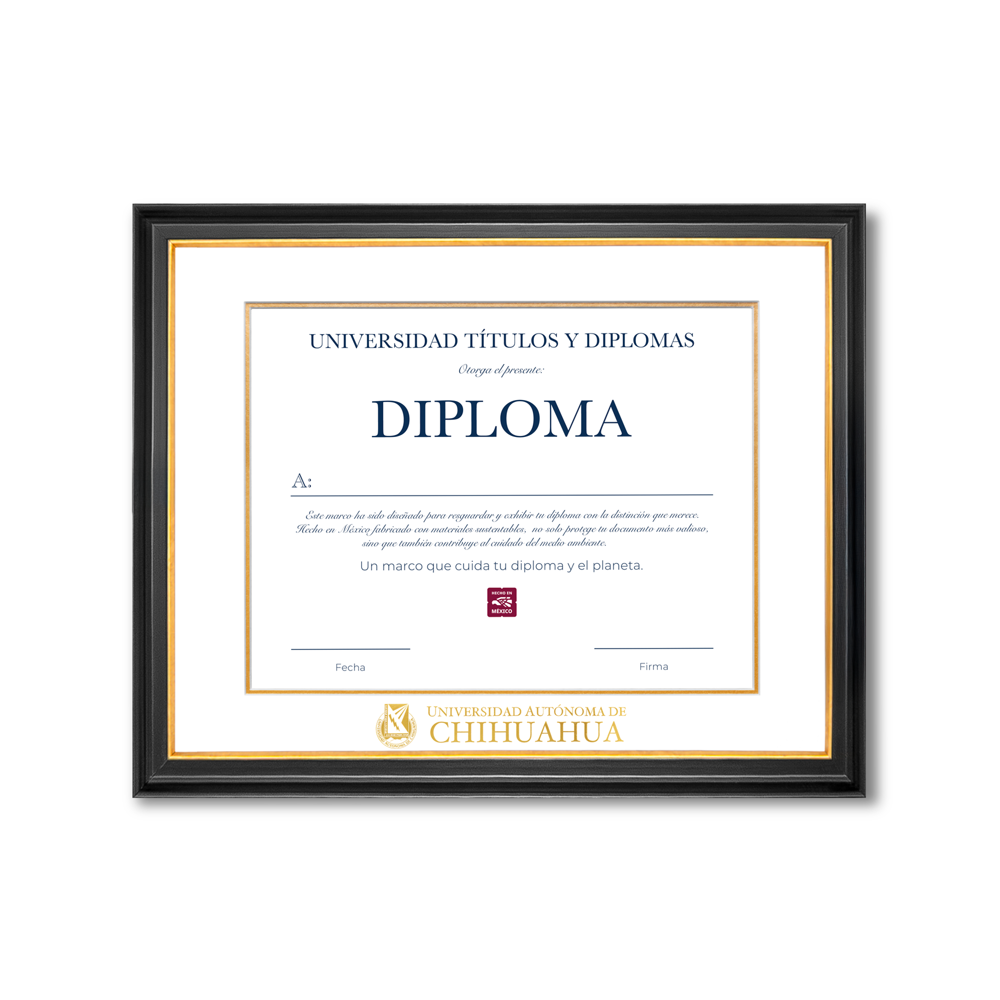 Diploma oficial UACH Marco negro