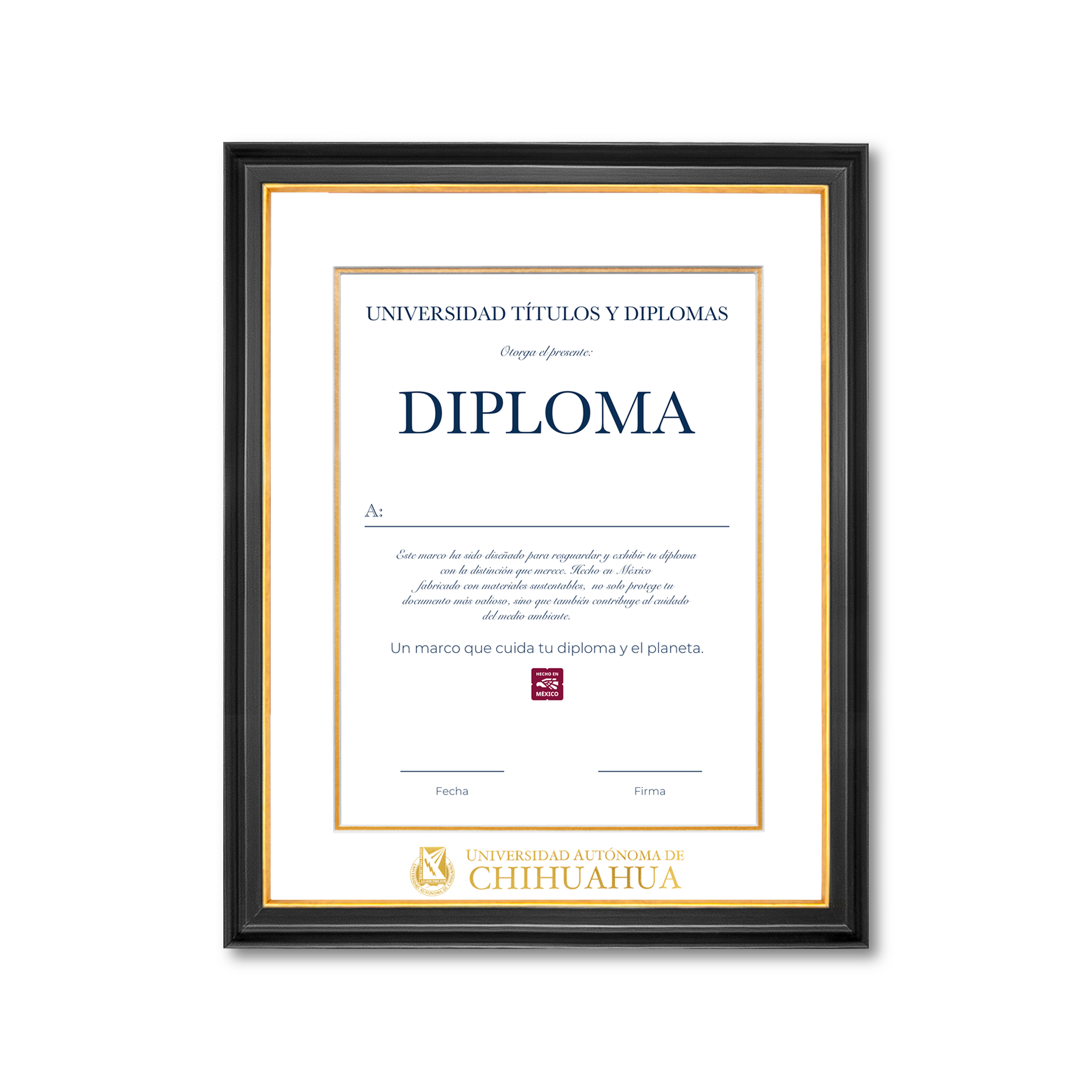 Diploma oficial UACH Marco negro