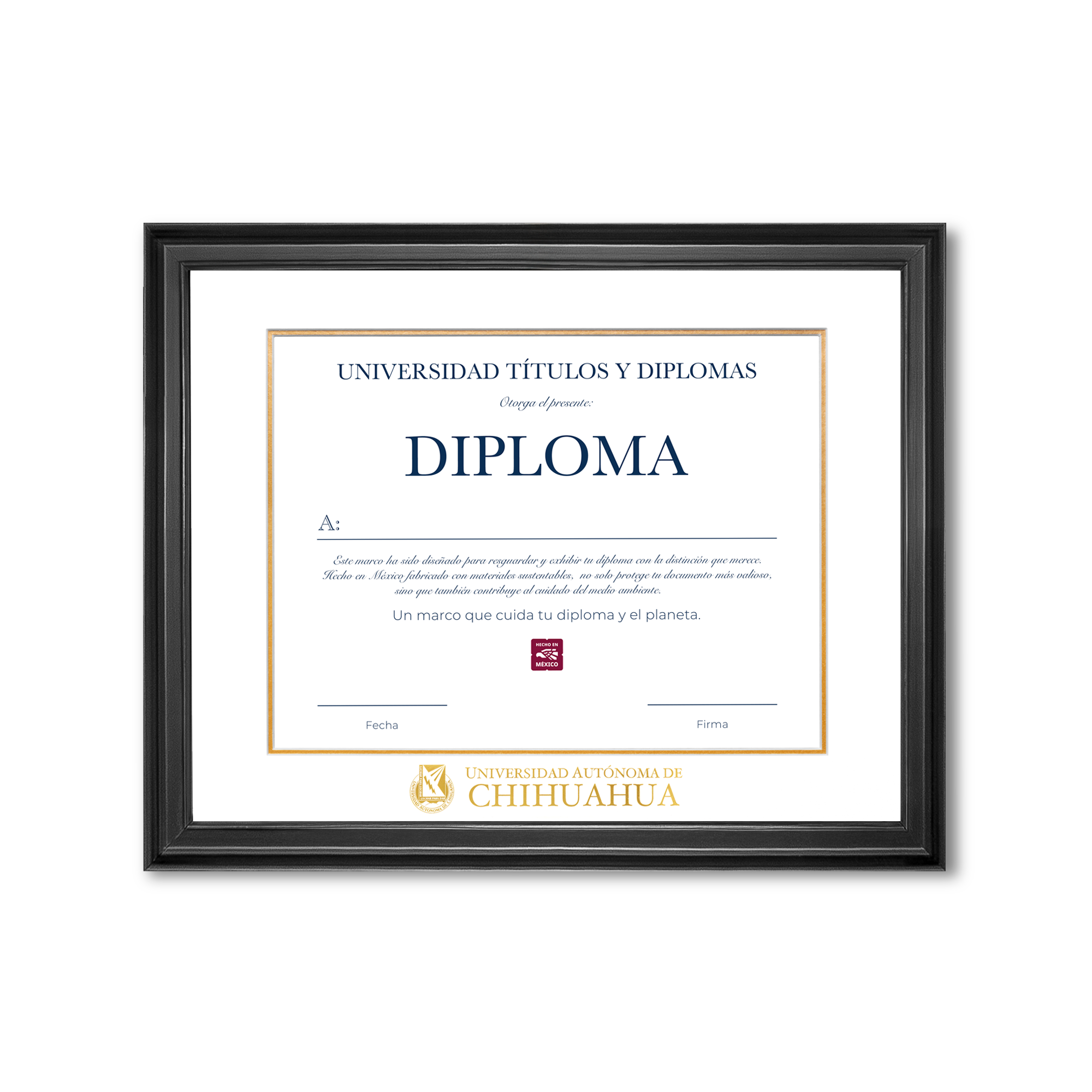 Diploma oficial UACH Marco negro