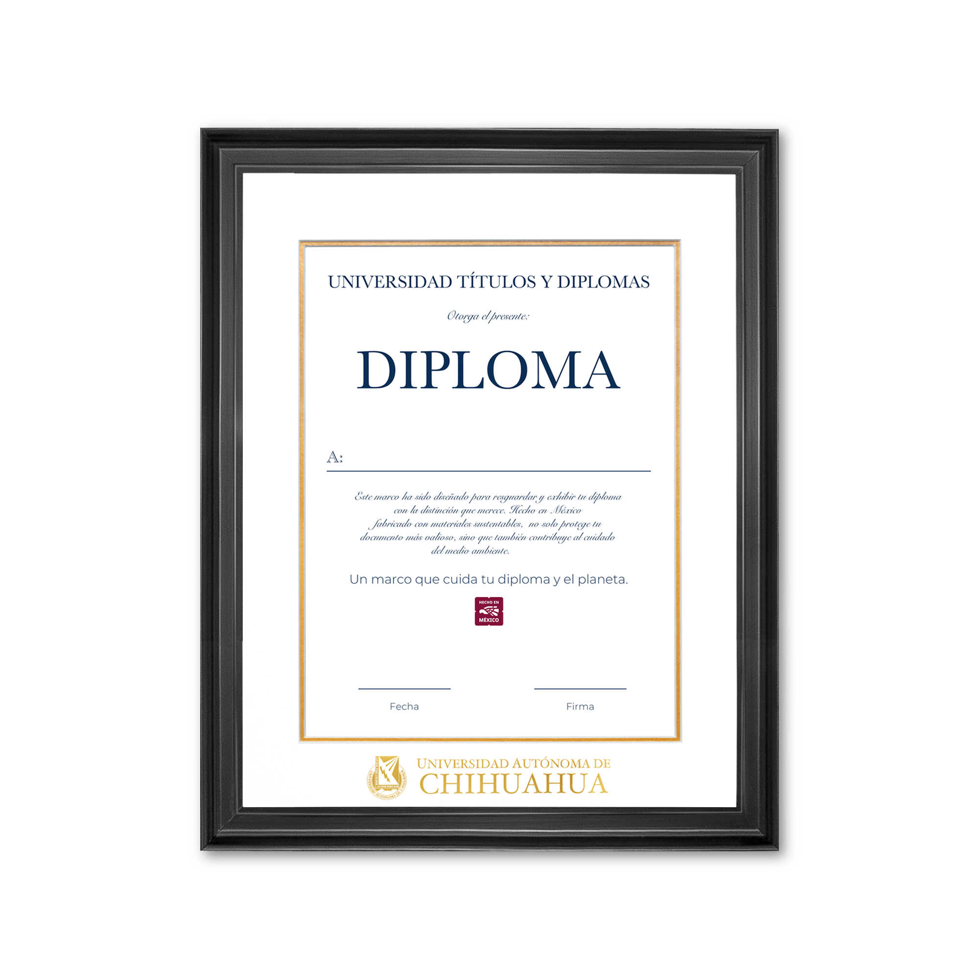 Diploma oficial UACH Marco negro