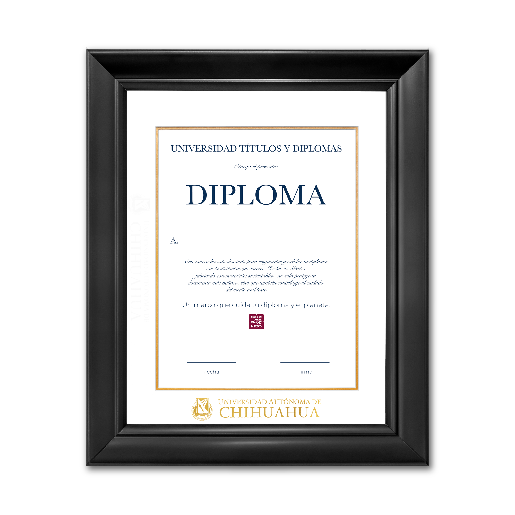 Diploma oficial UACH Marco color negro