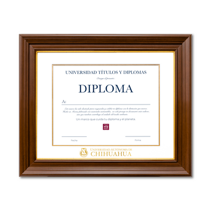 Diploma oficial UACH Marco color nogal