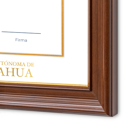 Diploma oficial UACH Marco color nogal