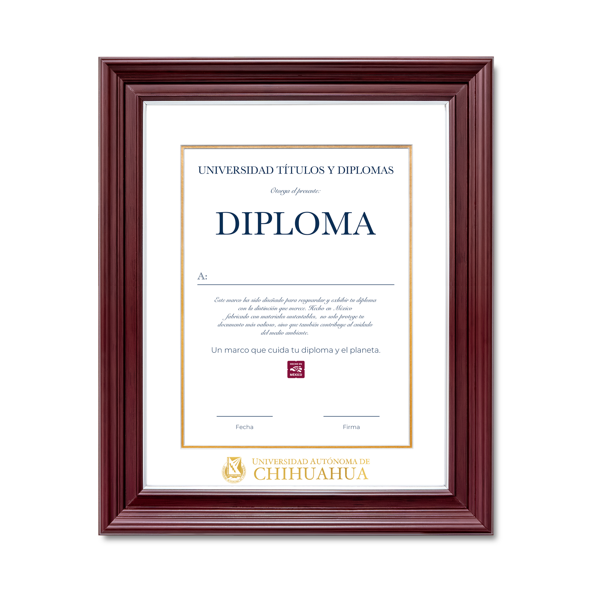 Diploma oficial UACH Marco negro