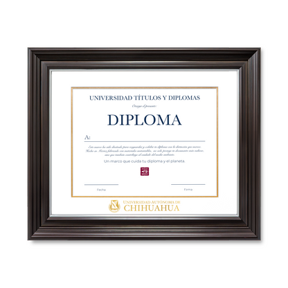 Diploma oficial UACH marco color negro