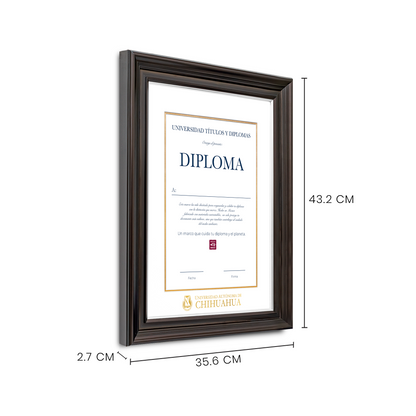 Diploma oficial UACH marco color negro