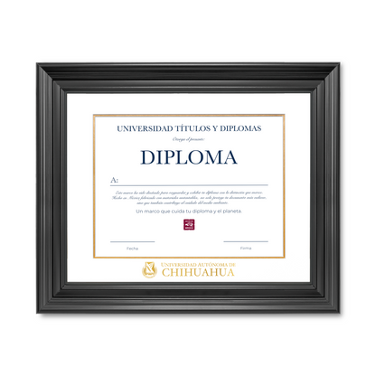 Diploma oficial UACH Marco color negro con relieves