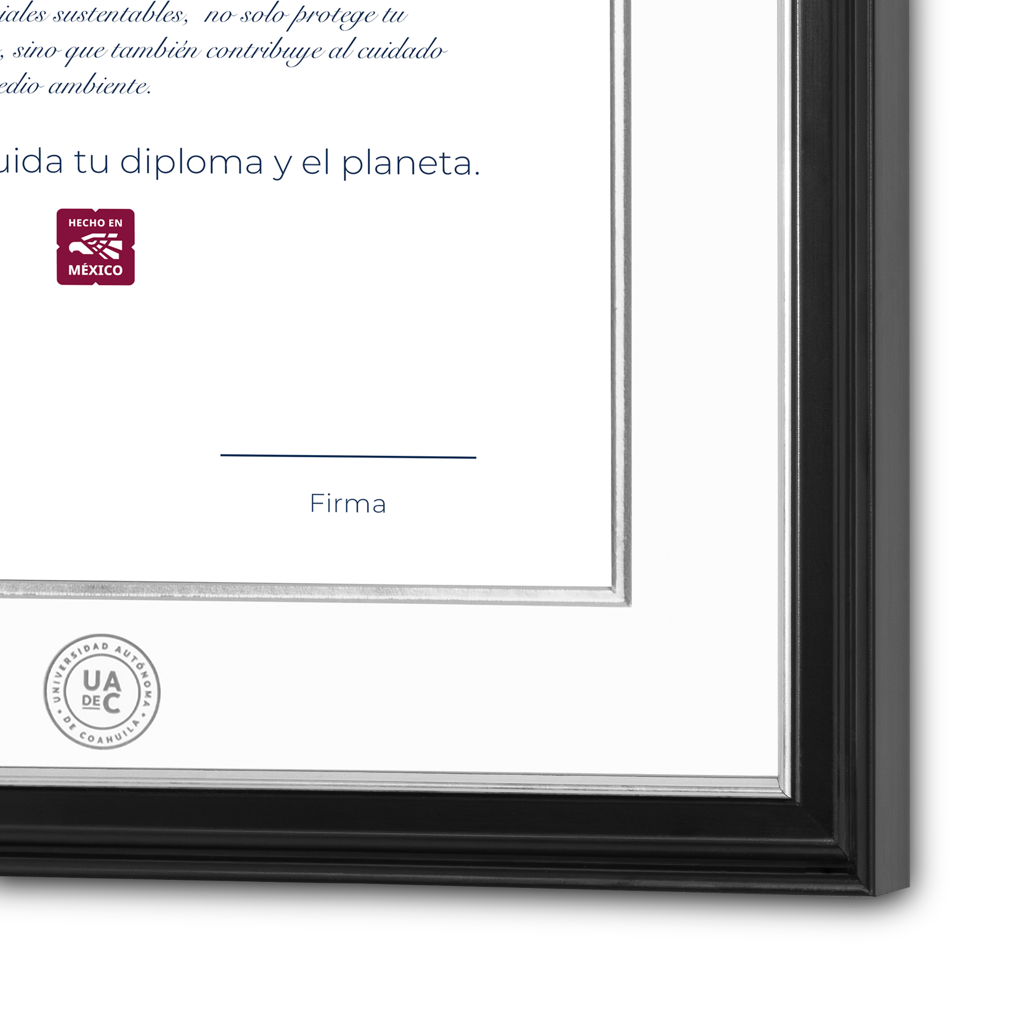 Diploma oficial UAdeC Marco negro con filo dorado
