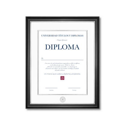 Diploma oficial UAdeC Marco negro con filo dorado