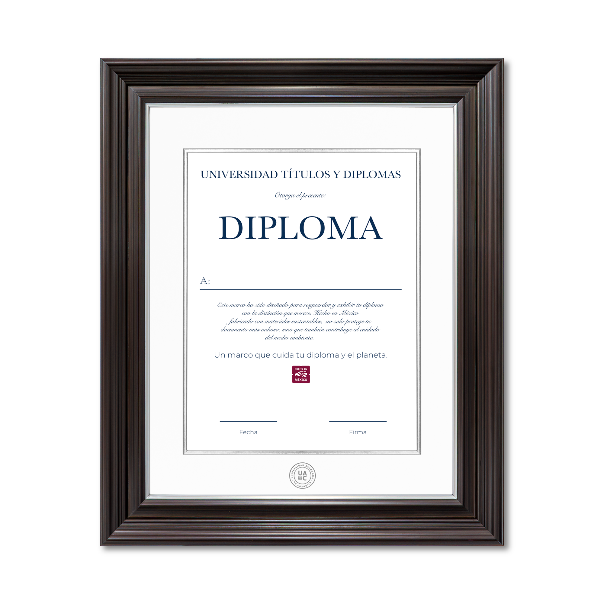 Diploma oficial UAdeC marco color negro
