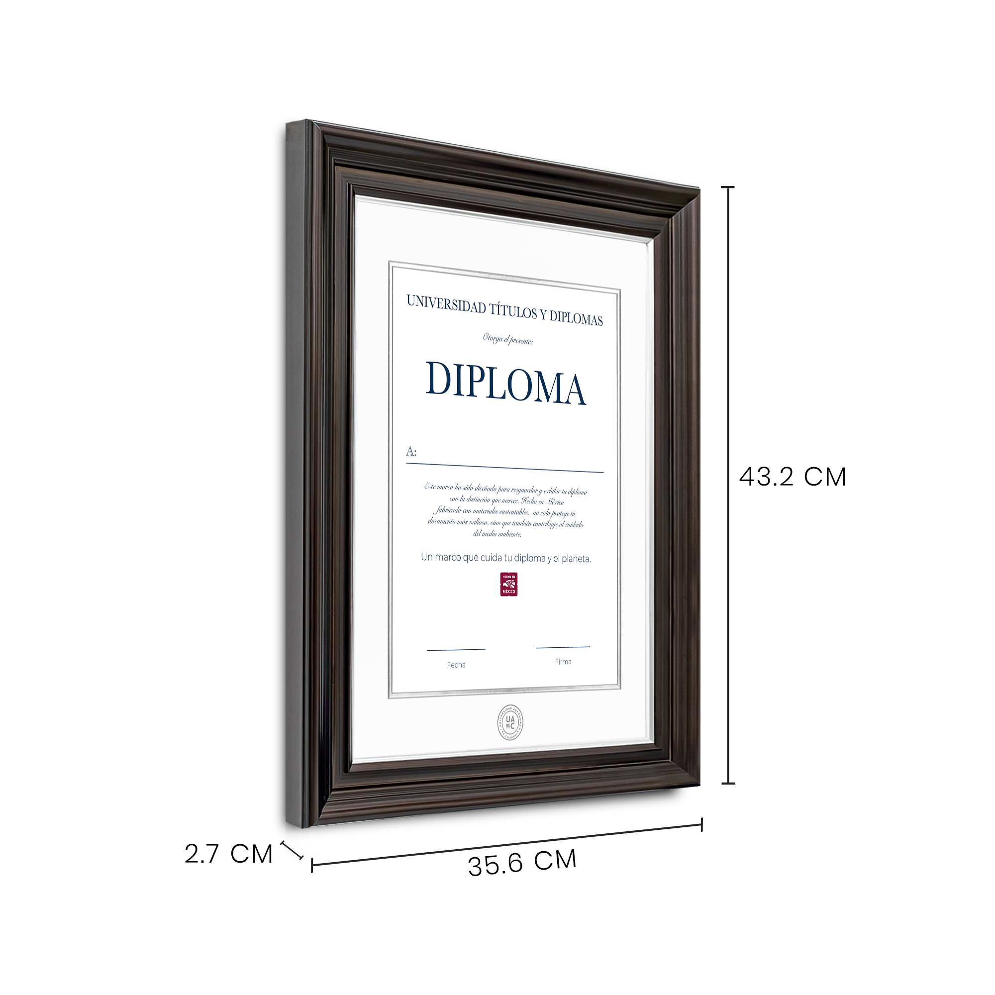 Diploma oficial UAdeC marco color negro