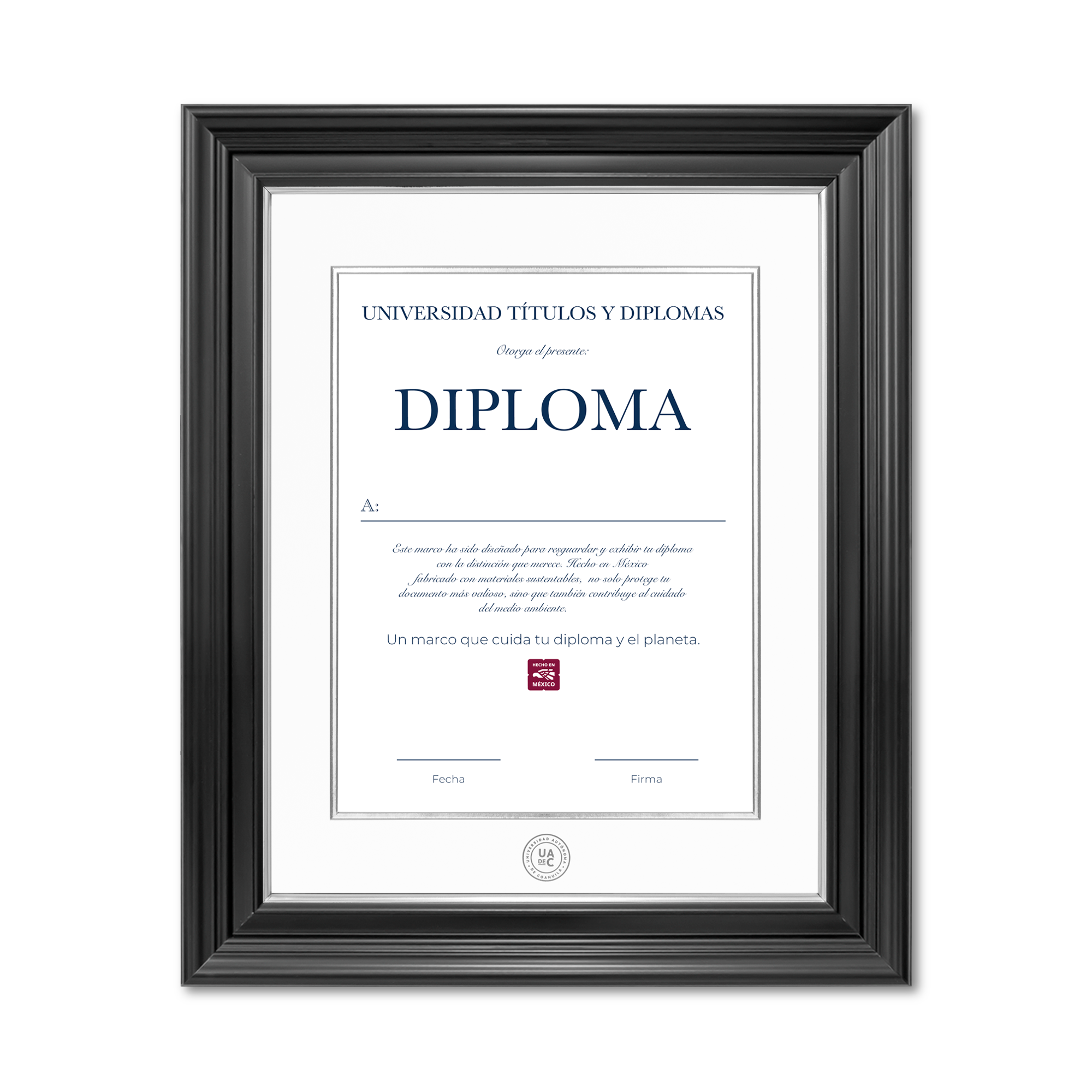 Diploma oficial UAdeC Marco negro