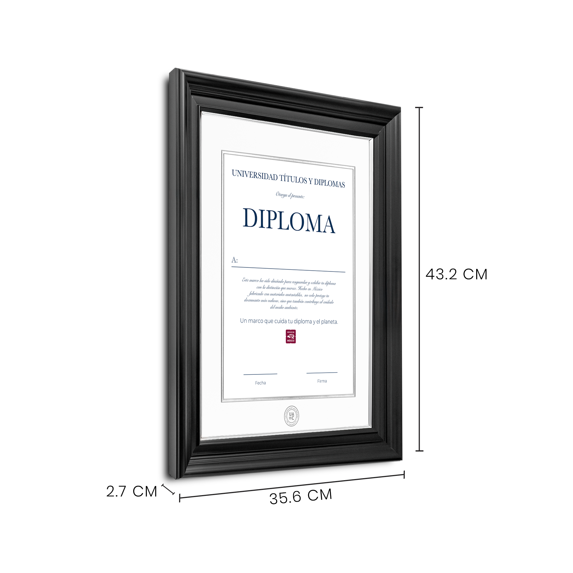 Diploma oficial UAdeC Marco negro