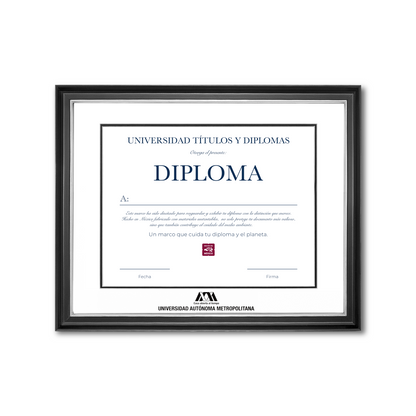 Diploma oficial UAM Marco negro con filo plateado