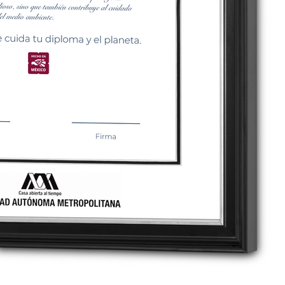 Diploma oficial UAM Marco negro con filo plateado