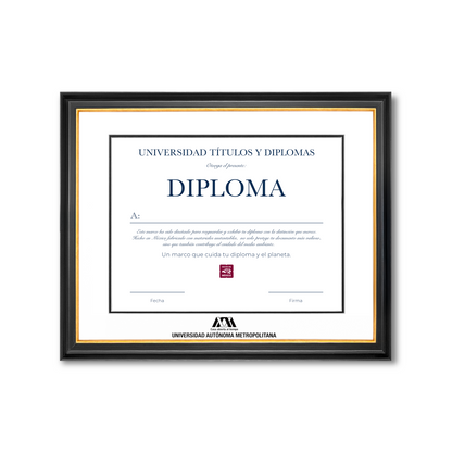 Diploma oficial UAM Marco negro con filo dorado