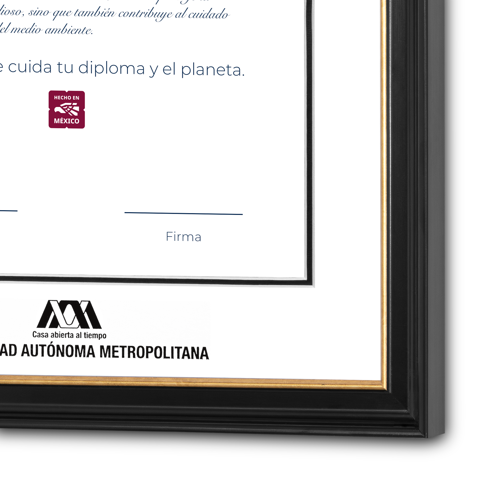 Diploma oficial UAM Marco negro con filo dorado