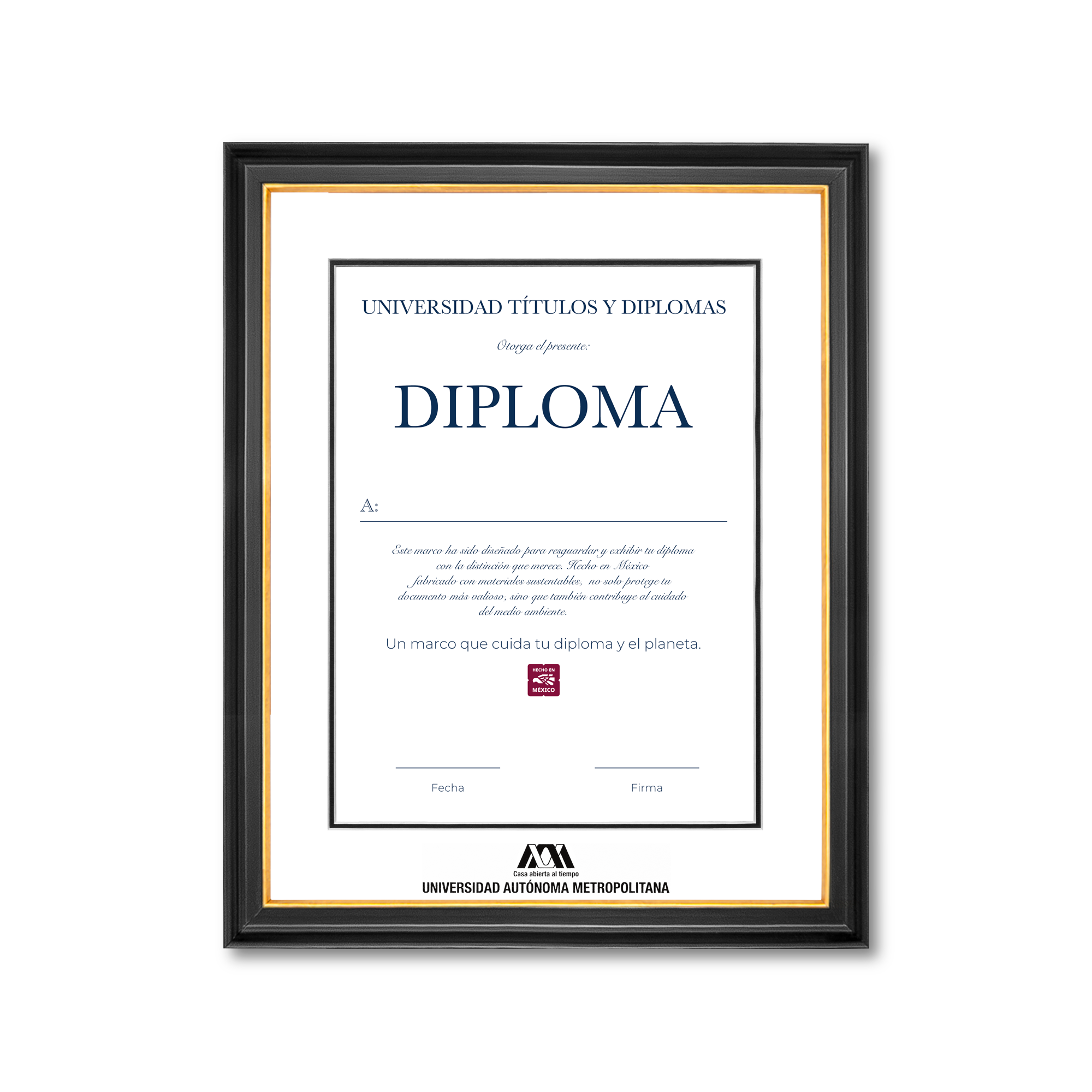 Diploma oficial UAdeC Marco negro
