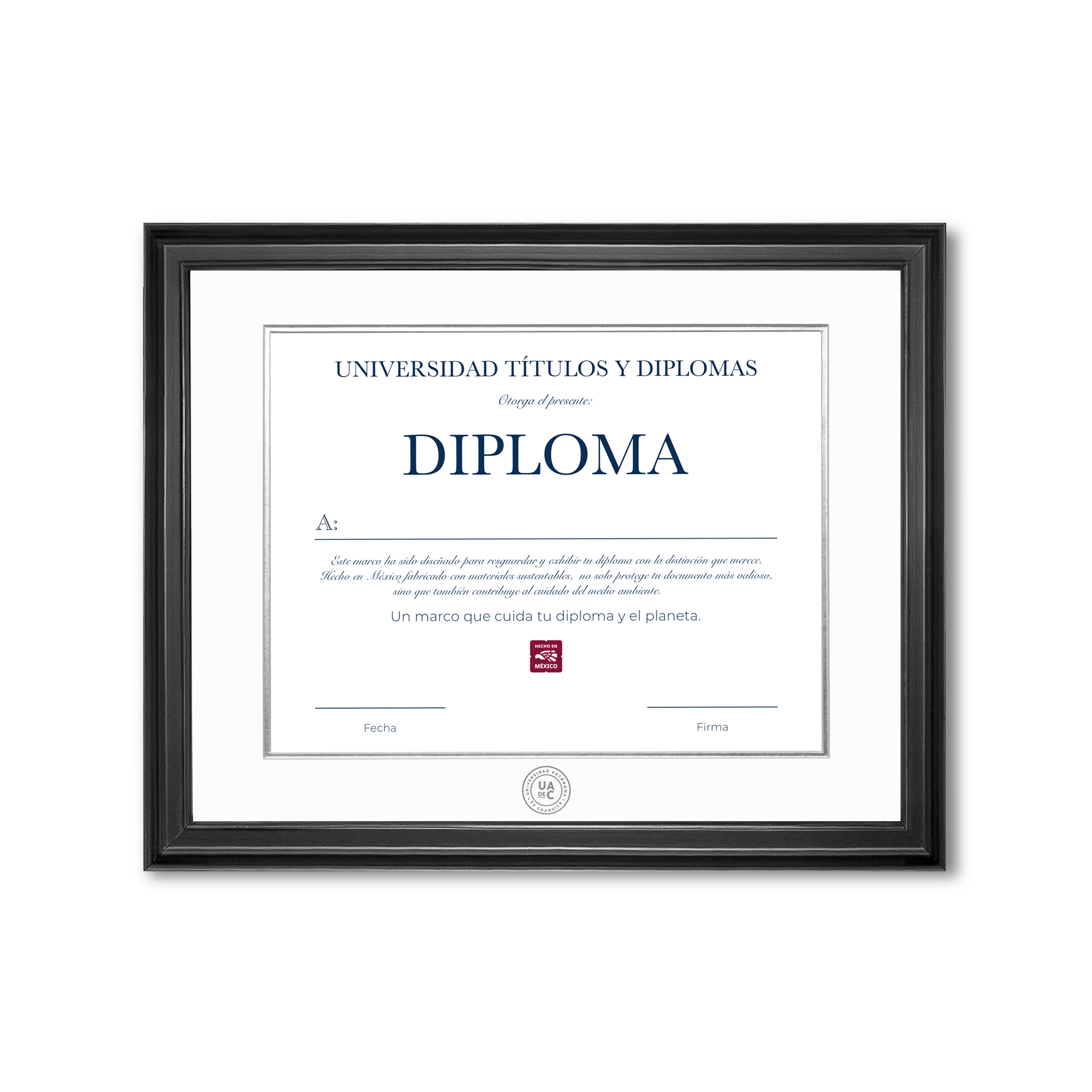 Diploma oficial UAdeC Marco negro