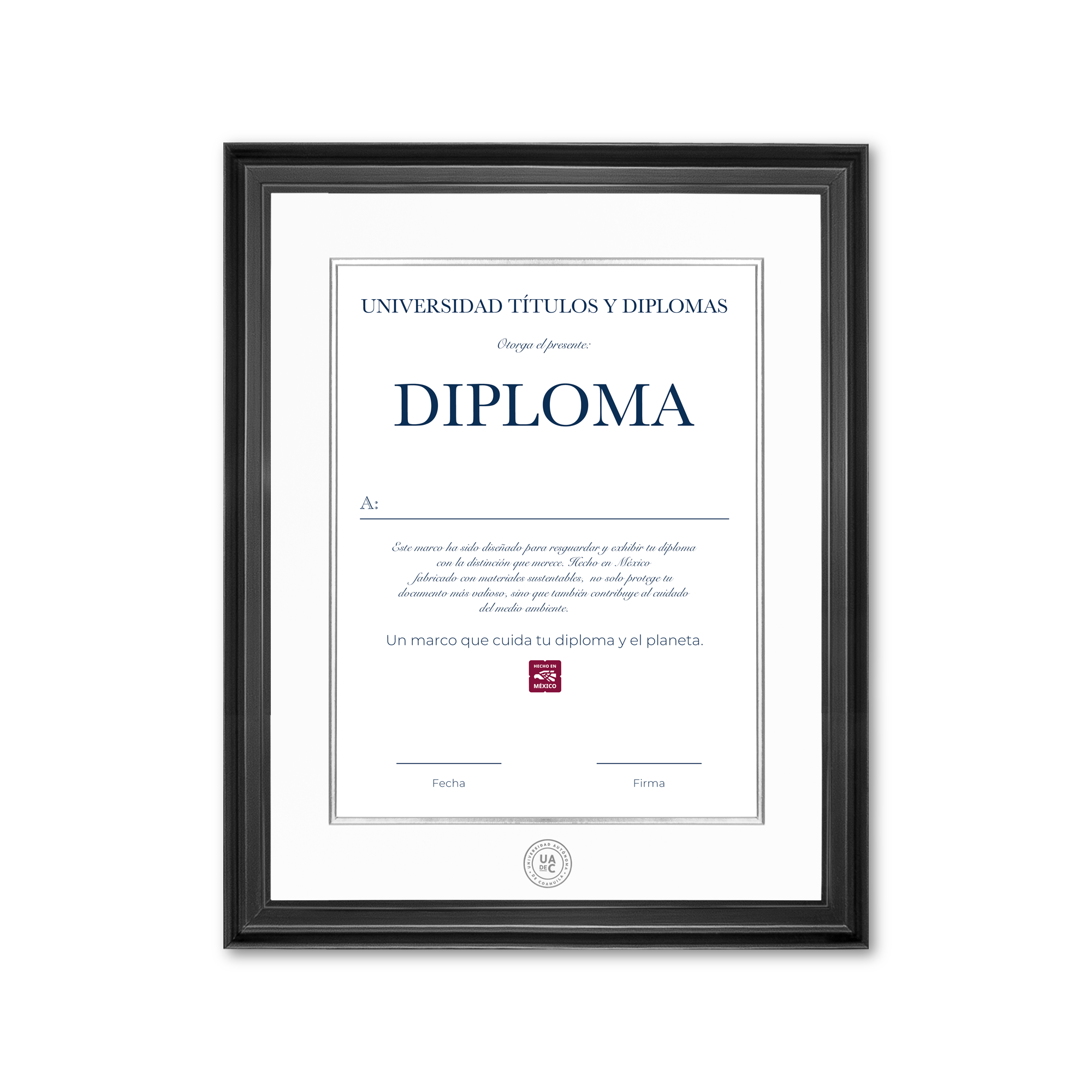 Diploma oficial UAdeC Marco negro