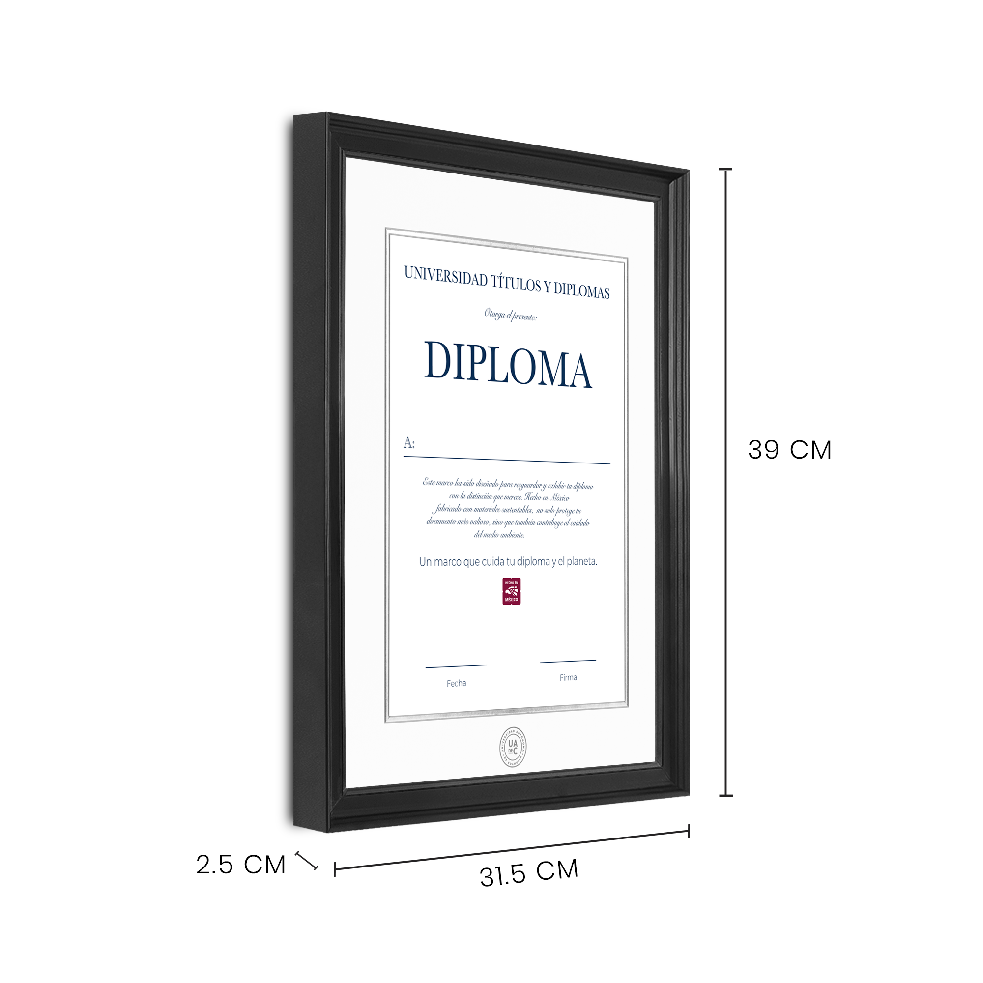 Diploma oficial UAdeC Marco negro