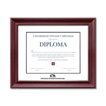 Diploma oficial UAM marco color nogal