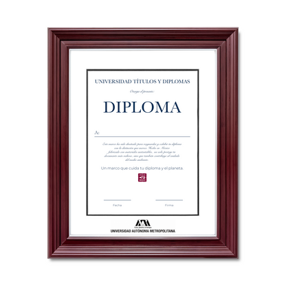 Diploma oficial UAM marco color nogal