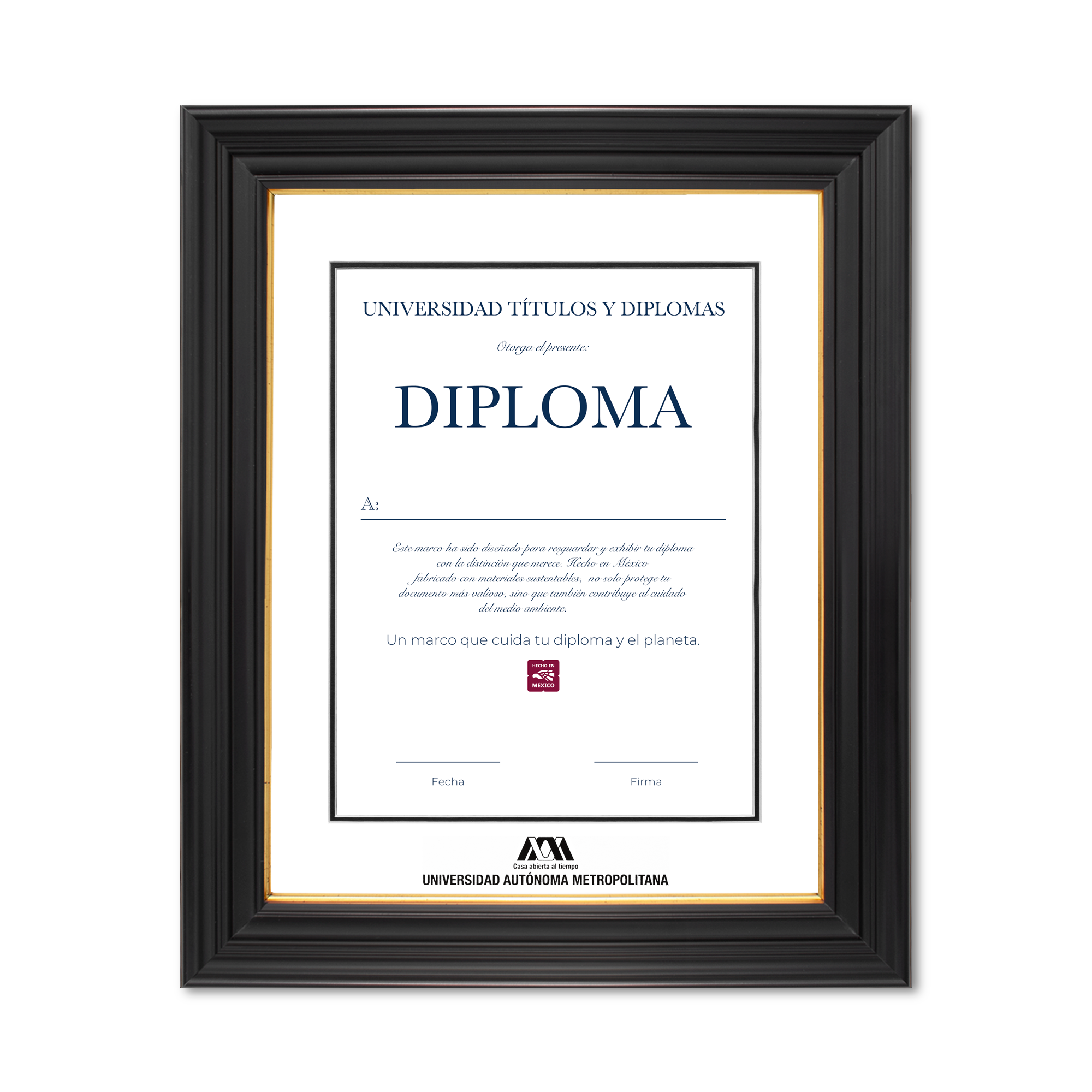 Diploma oficial UAM Marco color negro con relieves