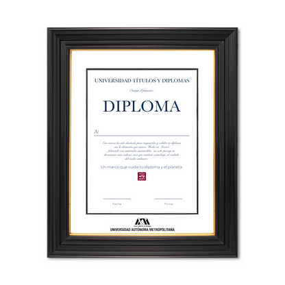 Diploma oficial UAM Marco color negro con relieves