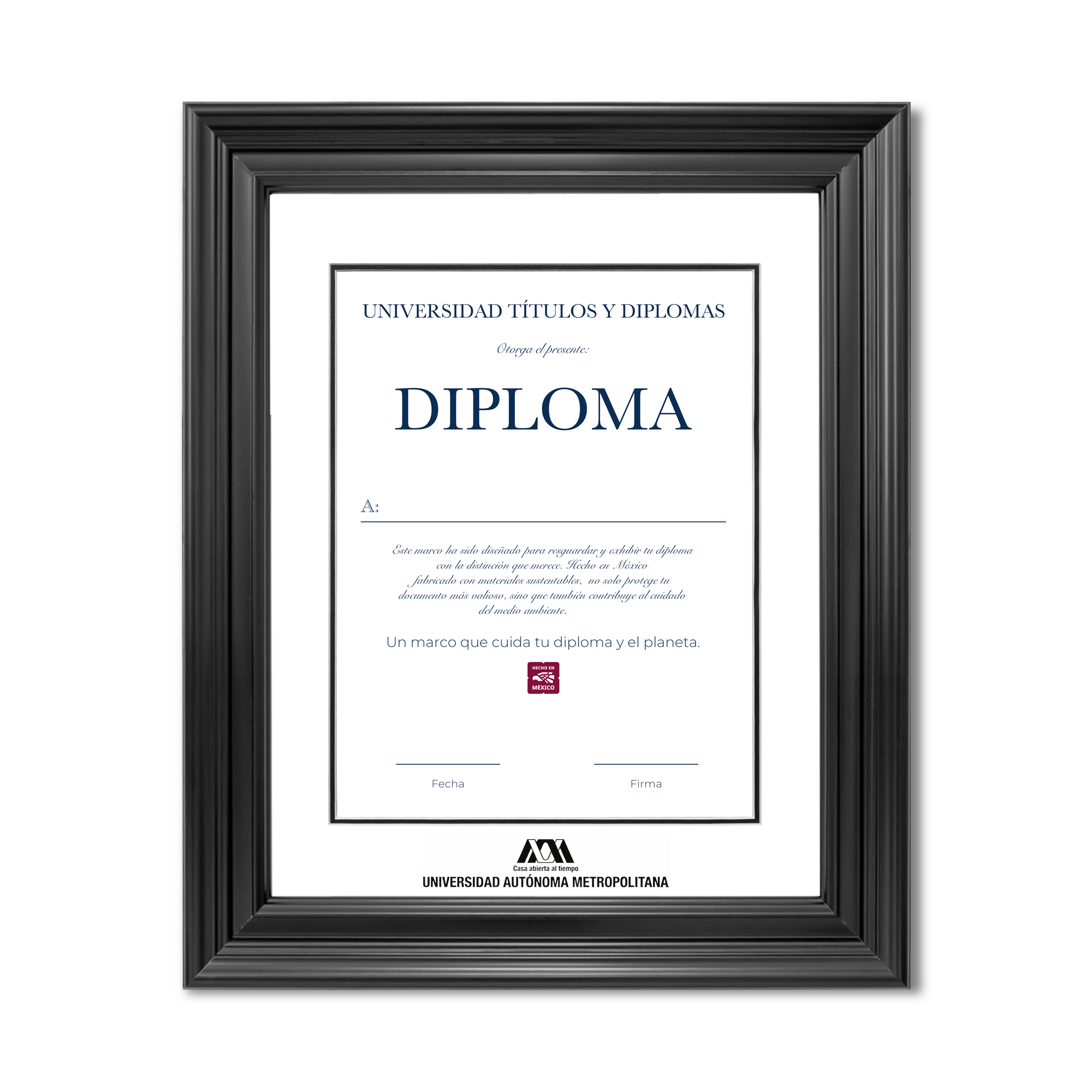 Diploma oficial UAM Marco color caoba