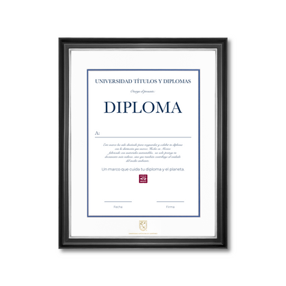 Diploma oficial UAQ Marco negro con filo plateado