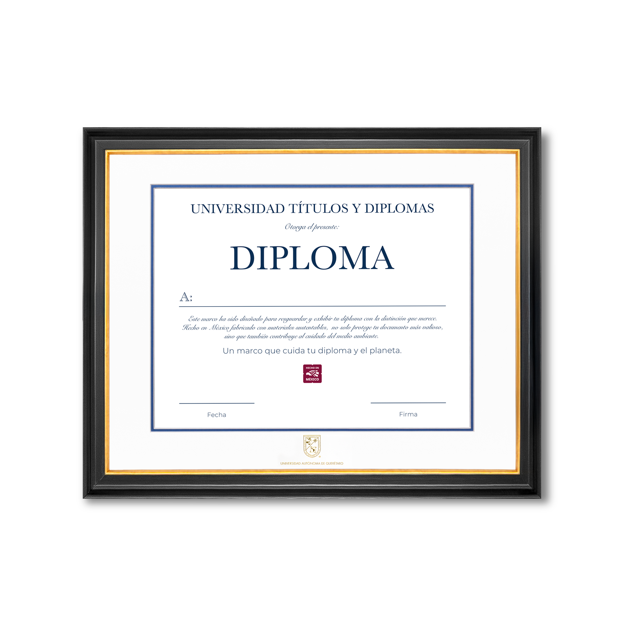 Diploma oficial UAQ Marco negro