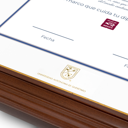 Diploma oficial UAQ Marco color nogal