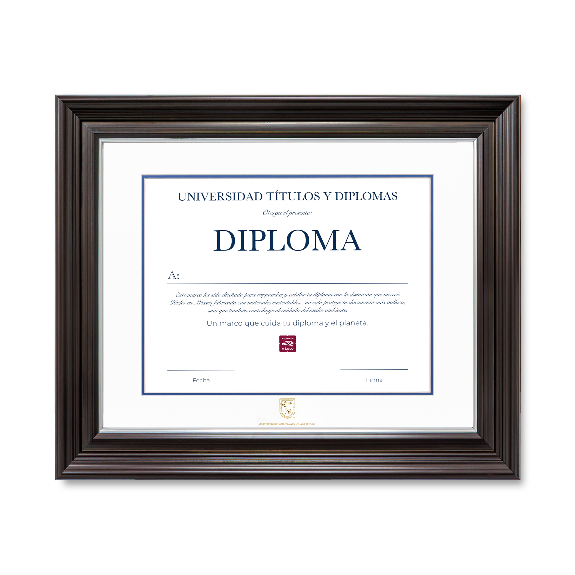 Diploma oficial UAQ marco color negro