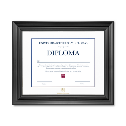Diploma oficial UAQ Marco color negro con relieves
