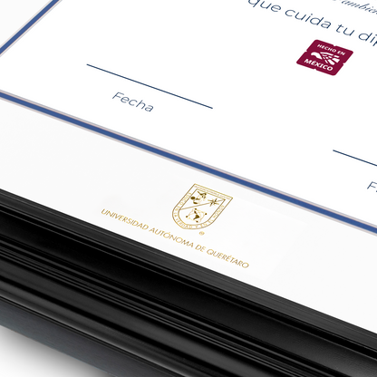 Diploma oficial UAQ Marco color negro con relieves