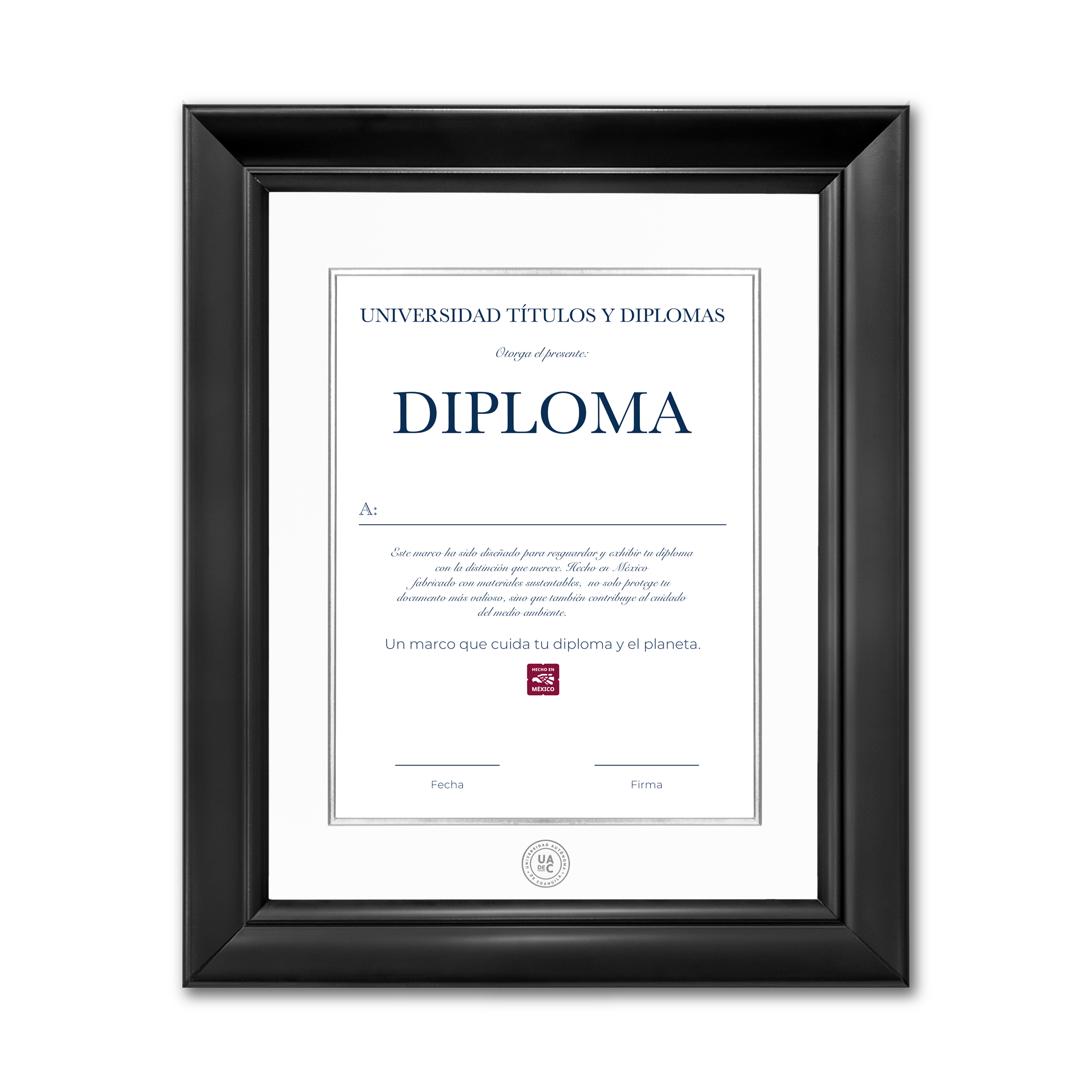 Diploma oficial UAdeC Marco color negro